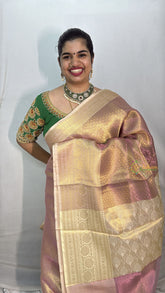 Vriksham Baby Pink Katan Tanchoi Tissue Silk Saree-VS4492